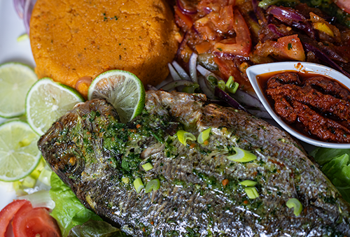 Poissons braisés — Dorade, Tilapia.